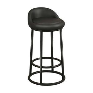 Familand 1x Bar Stools, Black Faux Leather Upholstered Barstools,with Footrest Backrest