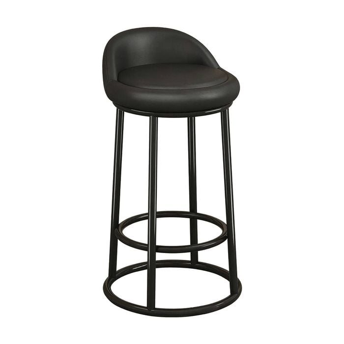 Familand 1x Bar Stools, Black Faux Leather Upholstered Barstools,with Footrest Backrest