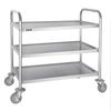 Vogue Stainless Steel 3 Tier Clearing Trolley Medium - Catering Trolleys (F994)
