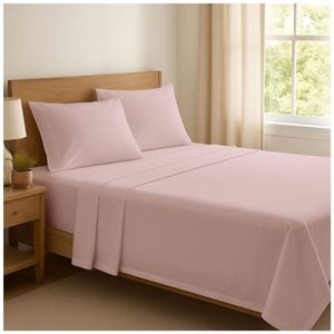 The Lighthouse Washed Cotton Bed Sheet Set With Pillowcase Double Pink