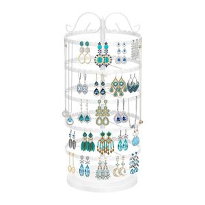 Catzon 5 Tier Rotating Earring Organizer 220 Holes Adjustable Height-white