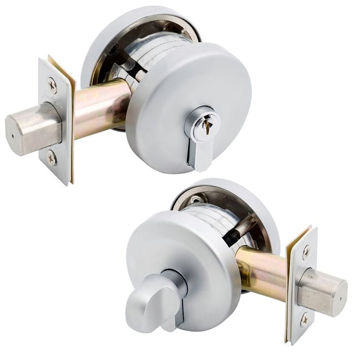 Gainsborough Satin Chrome Single Cylinder Smooth Round Deadbolt