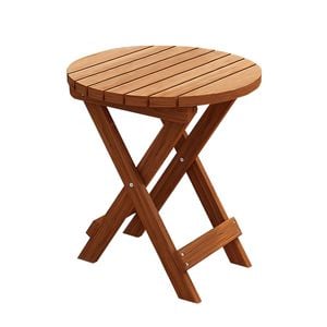 Lauft Folding Table Bamboo Wood Round Foldable Table Patio Picnic Table