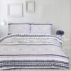 Amsons 100% Cotton Super king Quilt Cover Set With Extra Standard Pillowcases - New Hampton- White/Blue