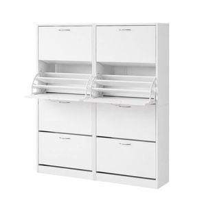 2x 4 Tier Artiss Shoe Storage Rack Cabinet White