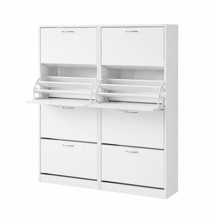 2x 4 Tier Artiss Shoe Storage Rack Cabinet White