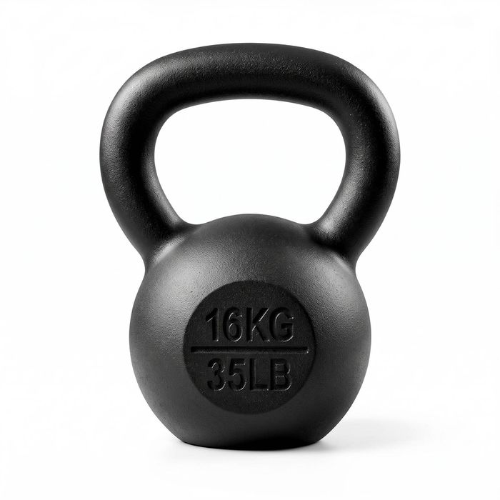 Everfit 16kg Cast Iron Kettlebell Powder Coating Flat Bottom Home Gym