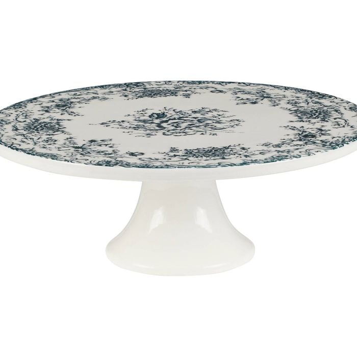 Casa Domani Cake Stand Footed Porcelain Antique Blue Rosetta 28cm Gift Boxed