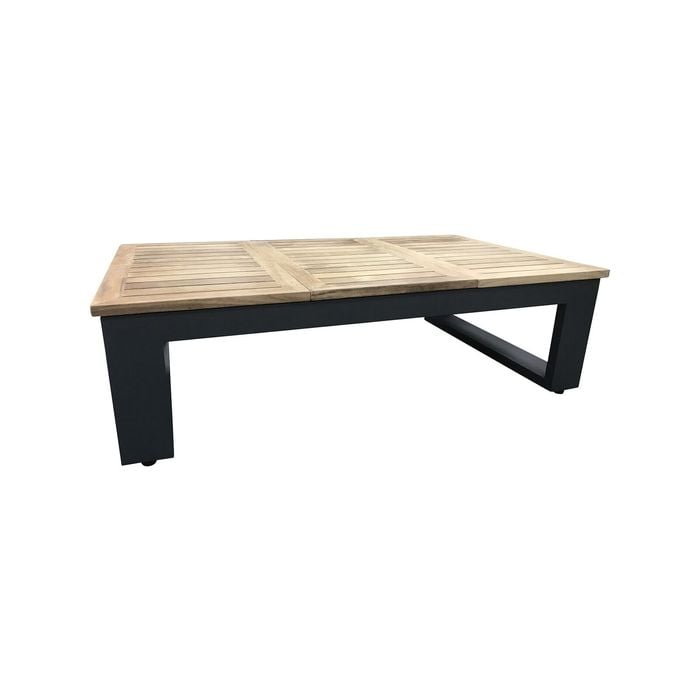 Balmoral Outdoor Teak Top Aluminium Coffee Table With Fold Out Sides