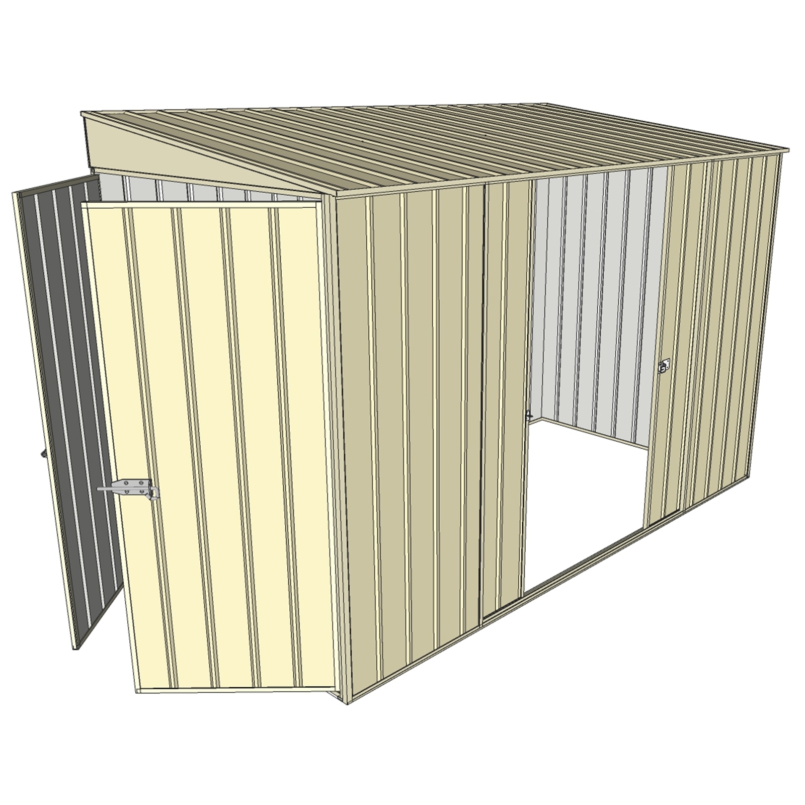 Build-a-Shed 1.5 x 3 x 2m Double Sliding Side Door Skillion Shed - Cream product image