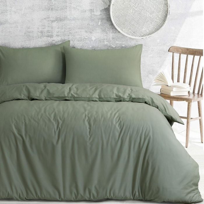 Amson Royale Cotton Light Sage Double Quilt Cover Set