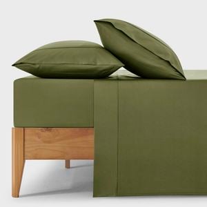 Dreamaker 400TC Premium Cotton Sateen Sheet Set Olive King Bed