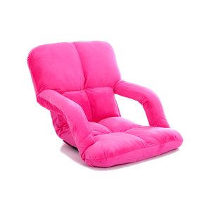 SOGA Foldable Lounge Cushion Adjustable Floor Lazy Recliner Chair with Armrest Pink