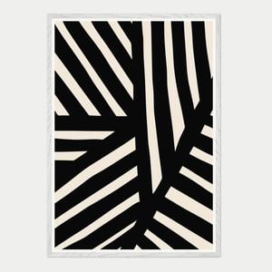 Galrie Striking Bold Black and White Abstract Art Print for Modern Decor, White Frame, A3 30 x 42cm (12 x 16inch)