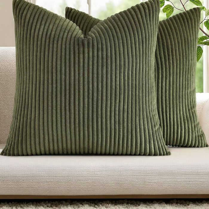 Gioia Casa 2-pack Corduroy Velvet European Pillowcases - 65cm X 65cm, Olive