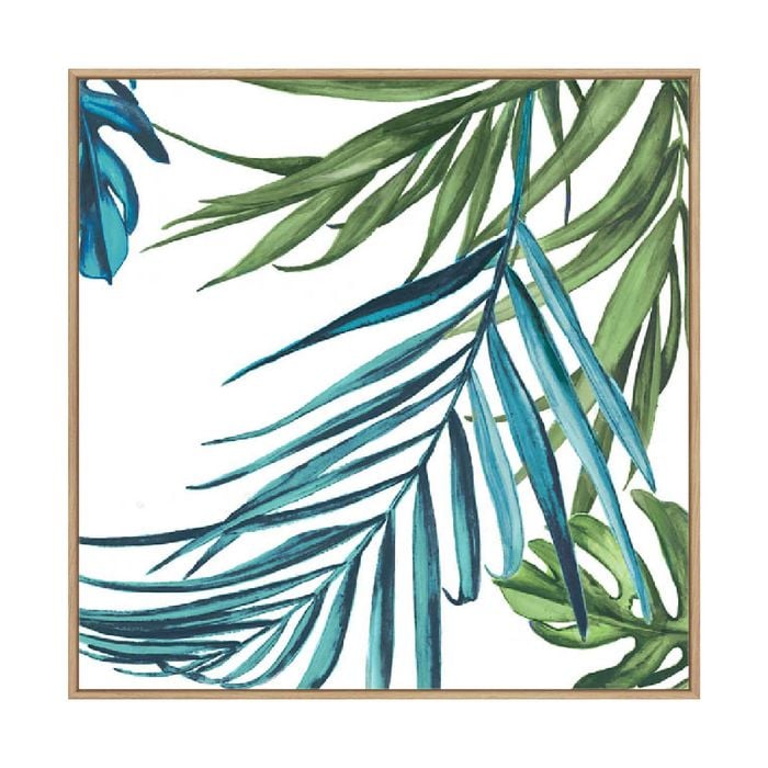 Artey | Palm Leaves III - Framed Canvas - Natural Frame - 100 x 100cm
