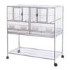 Yes4pets White Breeding Bird Budgies Aviary Cage Shelf Wheels