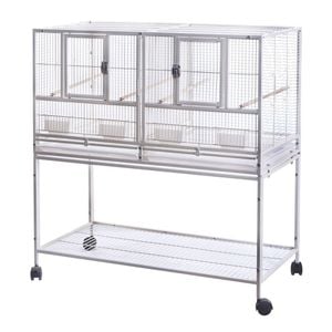 Yes4pets White Breeding Bird Budgies Aviary Cage Shelf Wheels