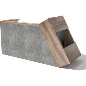Modern Furniture QUADE Reception Desk Left Panel - Warm Oak & Concrete Color