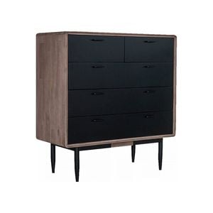 Binder 140cm Tall Sideboard Acacia Solid Wood Furniture - Sandblast & Black
