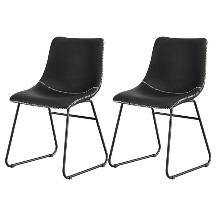 2x Artiss Dining Chairs Retro PU Leather Black