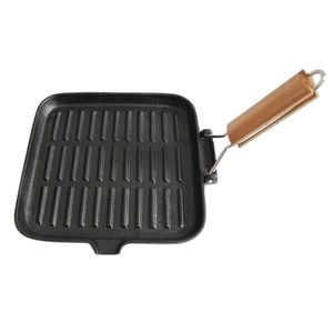 Wildtrak 24x24cm Cast Iron Griddle w/ Wood Handle - Black