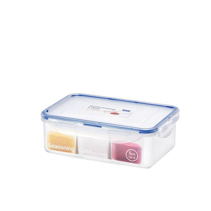 Locknlock 1L Classic 3-Section Seasoning/Condiment Container w/ Spoon Clear