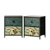 Oikiture 2pc Bedside Tables Fabric Storage Cabinet 2 Drawers Dresser Nightstand