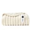 Dreamaker Cirra Chunky Embossed Fleece Heated Throw Natural 130 X 160cm | Overheat Protection & Washable