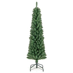 Costway 1.5M Pencil Christmas Tree w/295 Memory Wire Branch Tips Pre-Lit Decoration Tree