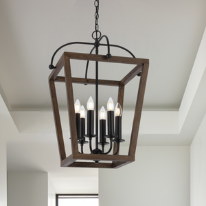 Telbix Lacota Modern Pendant Hanging Lamp Light Metal Wood Black Walnut Matte Wood Tones
