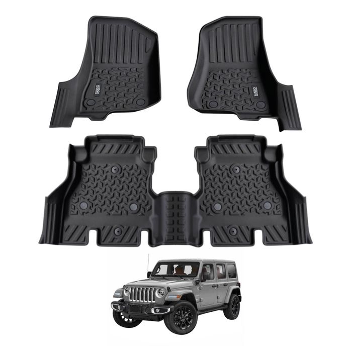 AUSGO Car Floor Mats for Jeep Wrangler JL Series 4-Door 2018-Onwards All-Weather Floor Liners
