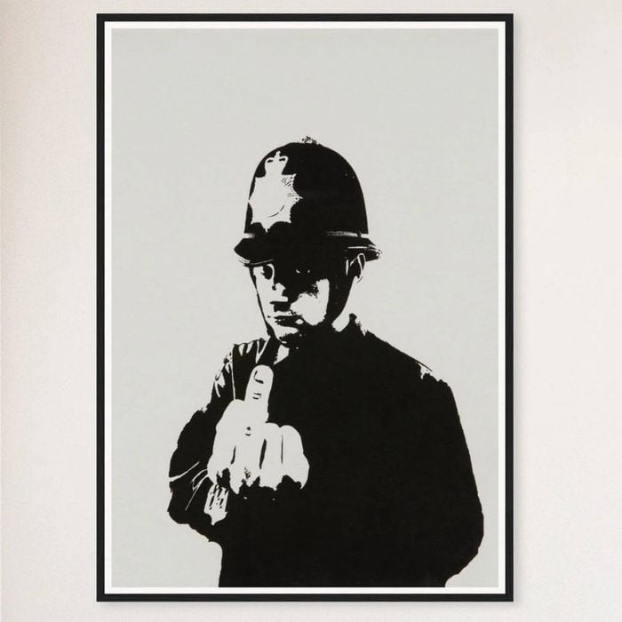 Galrie Banksy Rude Copper Artwork Print Iconic Urban Art from 2002, Black Frame, 50 x 70cm (20 x 28inch)