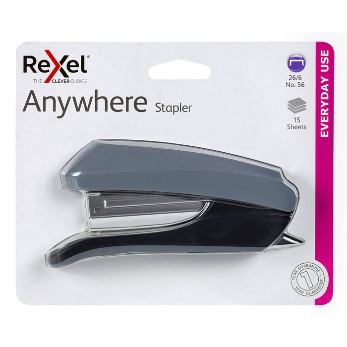 Rexel Anywhere 15 Sheets Half Strip Stapler Grey Home/office/work Stationery