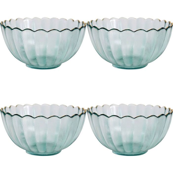 4x LVD Glass Bowl Serving/Decorative Home/Dining Tableware Medium Mist/Gold