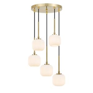 Telbix Bobo Modern Pendant Hanging Lamp Light Metal Glass Antique Gold Opal Matt Matte