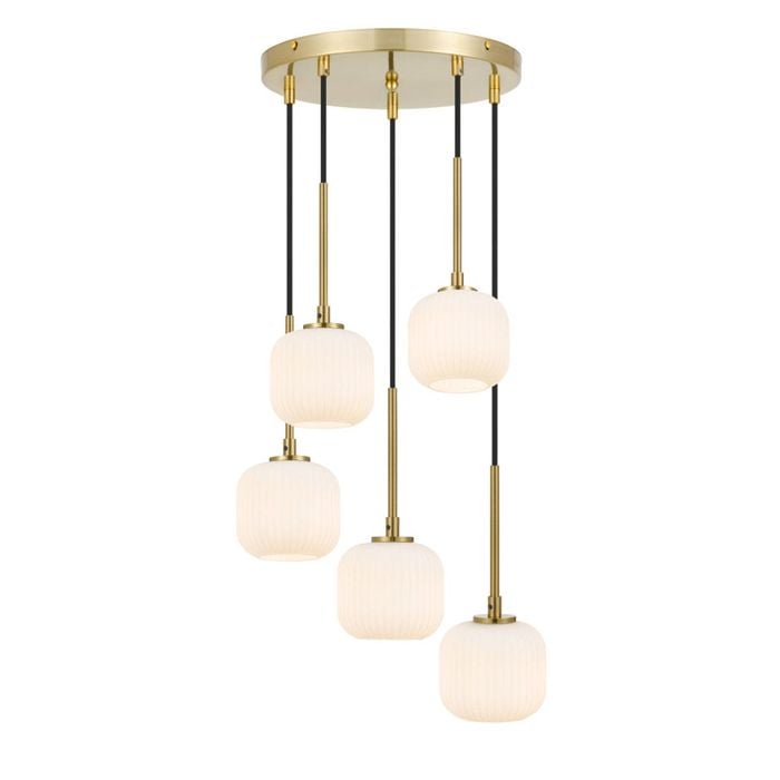 Telbix Bobo Modern Pendant Hanging Lamp Light Metal Glass Antique Gold Opal Matt Matte