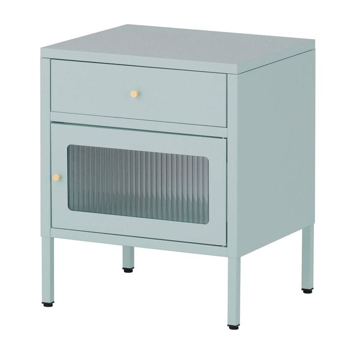 Familand Steel Side End Table Bedside Tables nightstand with Storage Drawer in Mint Green