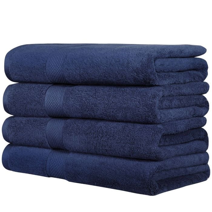 LINENOVA 4PCS Soft Cotton Bath Towel Set 68x137cm - Navy Blue
