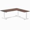 Desky L-shape Sit To Stand American Rustic Pine Softwood Desk 1800x1750mm White Height Adjustable Leg