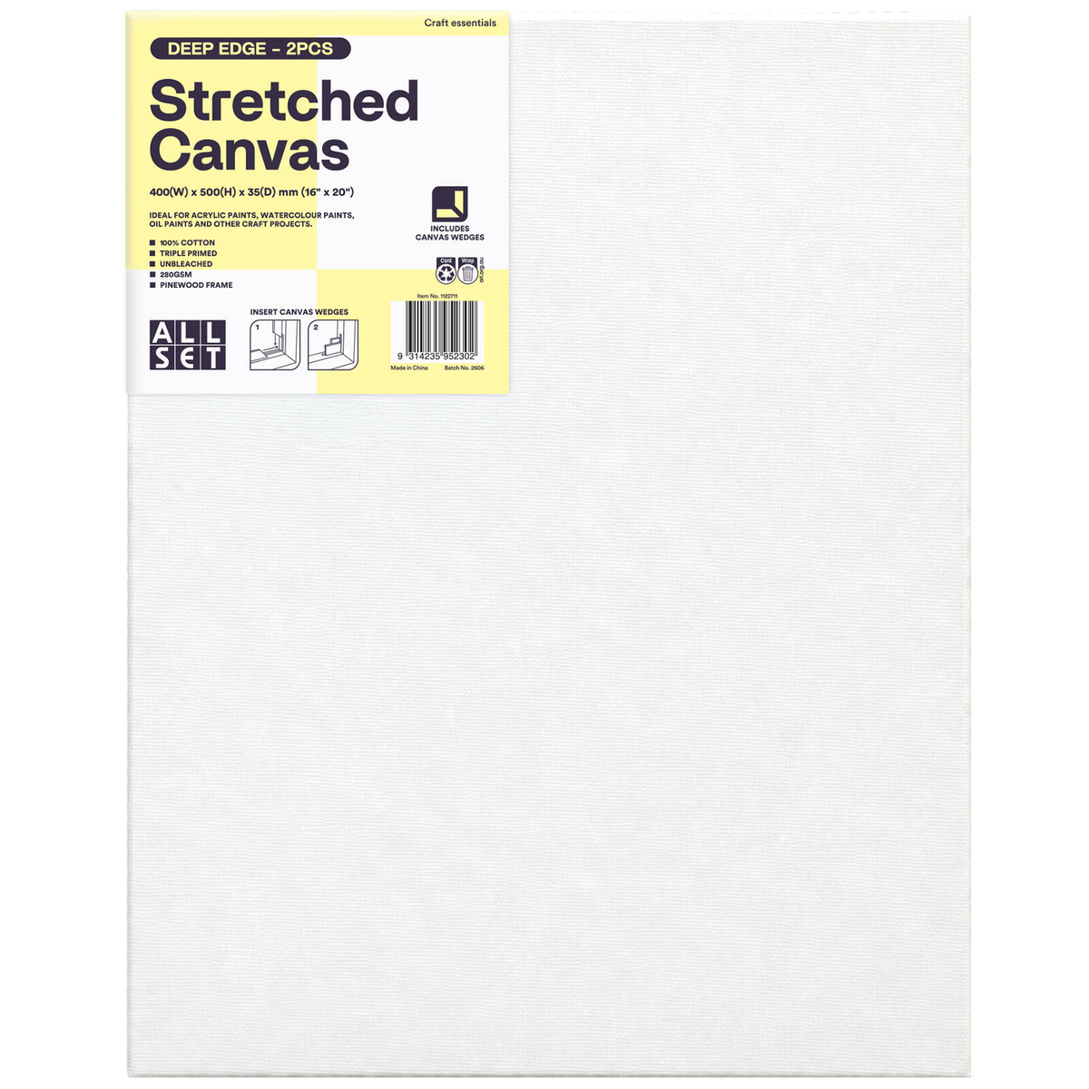 All Set 400 x 500 x 35mm Deep Edge Stretched Canvas - 2 Pack - Bunnings ...