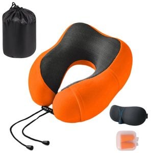 Catzon Travel Neck Pillow Premium Memory Foam-Orange