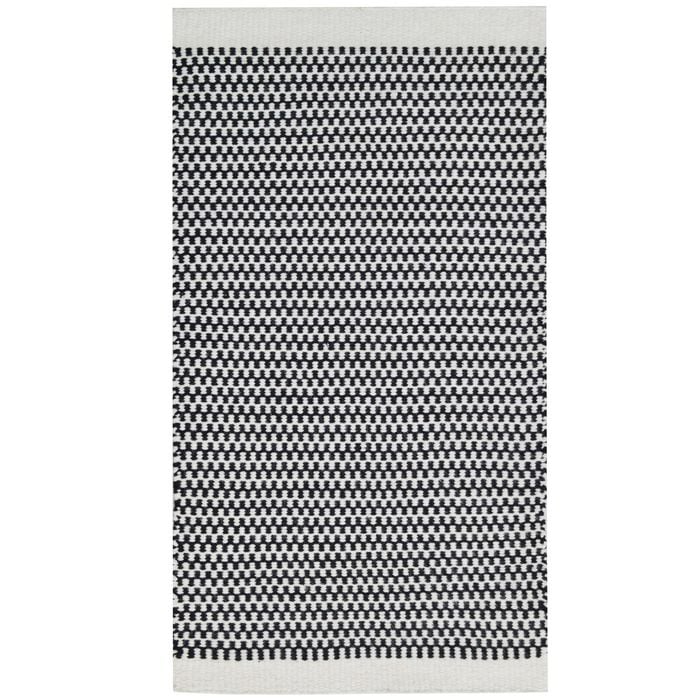 Handwoven Scandi Wool Rug- 6443- Black/white-80x150cm