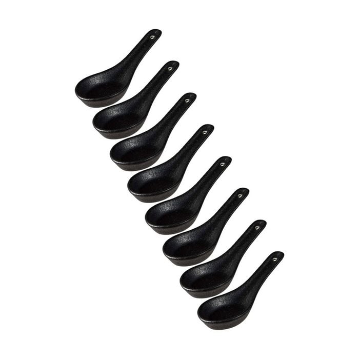 8x Maxwell & Williams Caviar Black Spoon 13.5cm Porcelain Elegant Tableware