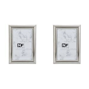2PK NF Living Shine Bright Photo Frame 4x6 Modern Design Metal Silver