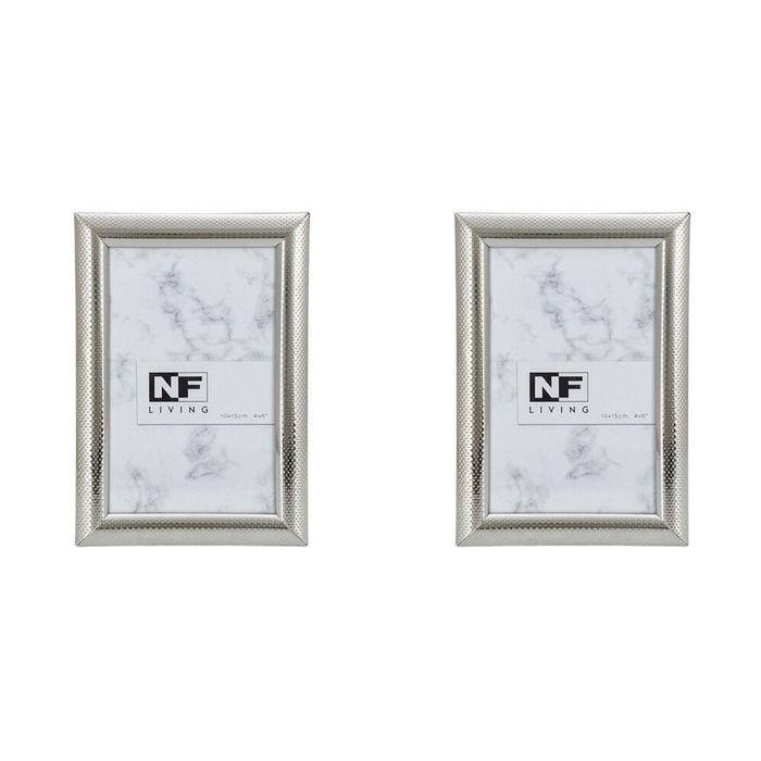 2PK NF Living Shine Bright Photo Frame 4x6 Modern Design Metal Silver