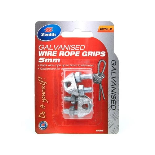 Zenith 5mm Galvanised Wire Rope Grip - 2 Pack - Bunnings New Zealand