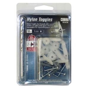 Cobra 6mm White Medium Nylon Toggle - 10 Pack