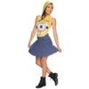 Minion Face Dress Halloween Costume Adult Despicable Me Outfit with Hood and Printed Skirt, Medium