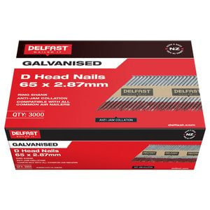 Delfast 65 x 2.87mm Ring Shank Galvanised D-Head Nail - 3000 Pack